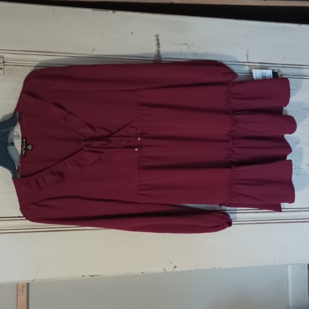 Empire Waist Dress Small Maroon